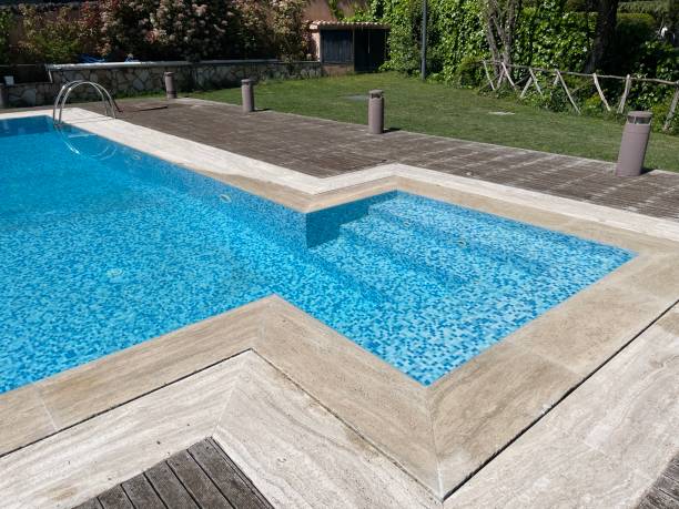 swimming pool in home backyard