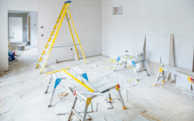 gypsum plasterboard installation in a room interior during a house renovation